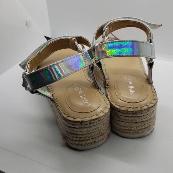Y2K Inspired Chunky Iridescent Metallic Wedges Nine West Size 9 - Picture 7 of 7